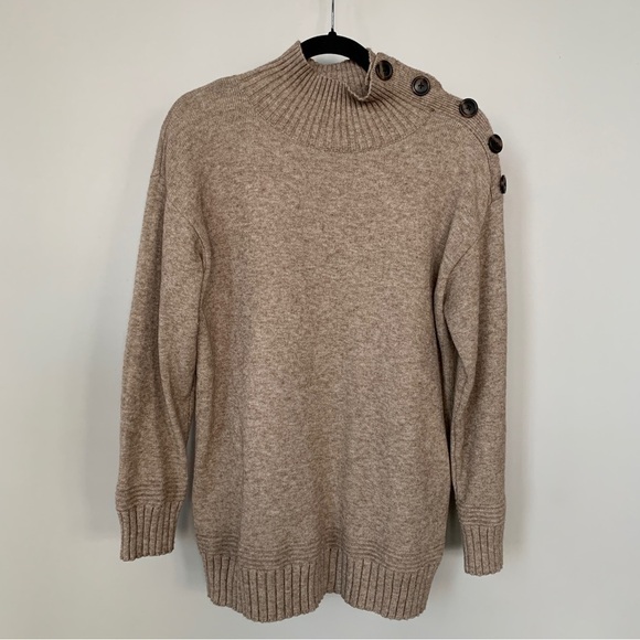 By Anthropologie Tan Sweater with Button Detail Size S - Picture 1 of 7